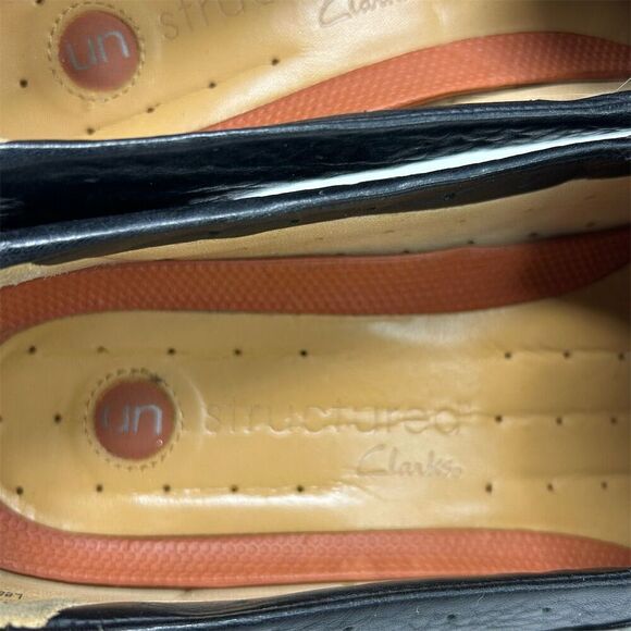 Clarks Women's Unstructured Black Leather Slip-On Loafers Size 10M Casual - Picture 11 of 12